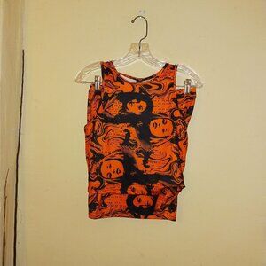 Shein women Iconic orange and black crop top and skirt set size medium